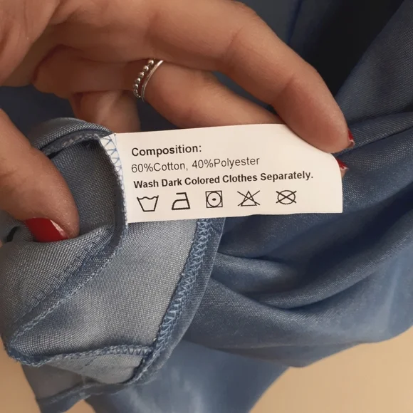 ZAFUL Chambray Smocked Back Mini Cami Dress in Light Blue - Picture 14 of 14